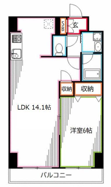 ボヌール和泉増築棟(1LDK/2階)の間取り写真