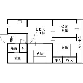 サンサーラオガワ(3LDK/4階)の間取り写真
