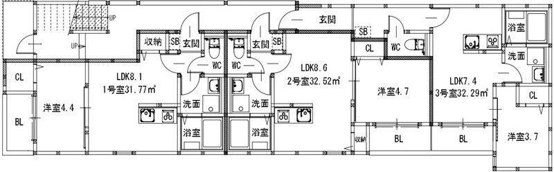 メゾンクレール新町(1LDK/3階)の間取り写真