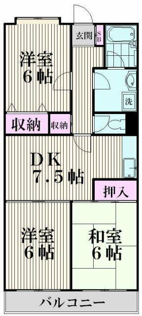 ロイヤルメゾン雪が谷(3DK/5階)の間取り写真