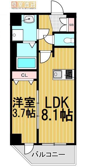 メイクス上前津III(1K/6階)の間取り写真