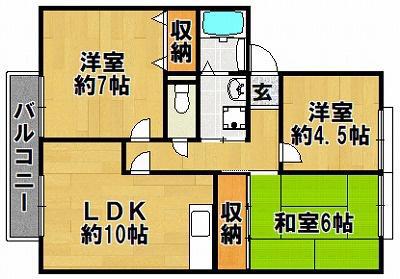 サンビレッジ三田E(3LDK/2階)の間取り写真
