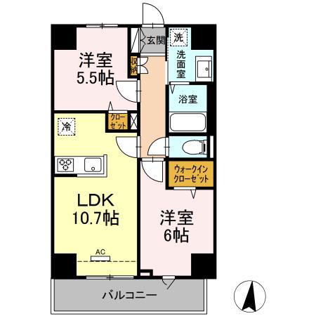 GRAND SOLEIL(2LDK/3階)の間取り写真