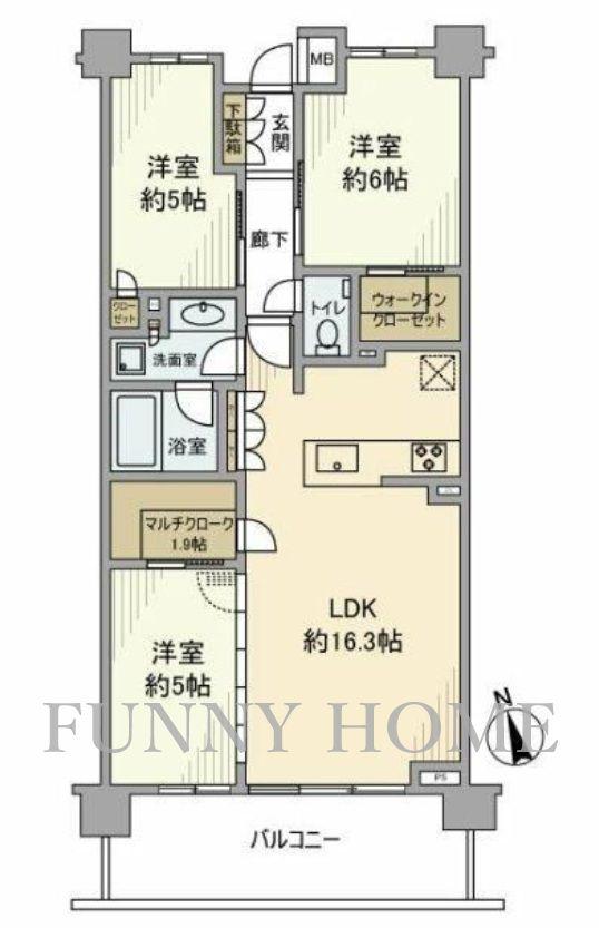 グランリビオ浜田山(3LDK/2階)の間取り写真
