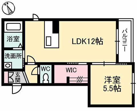 シャーメゾン河原町(1LDK/2階)の間取り写真
