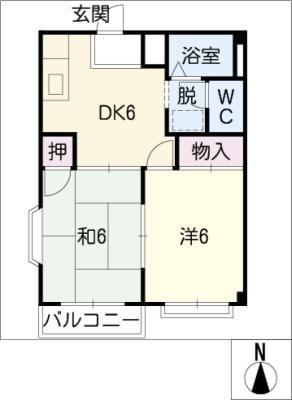 グリーンエルディムI(2DK/2階)の間取り写真