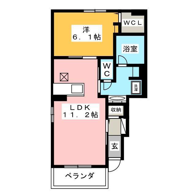 CRUZEIROII(1LDK/1階)の間取り写真