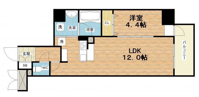 ラフィット松屋町(1LDK/5階)の間取り写真