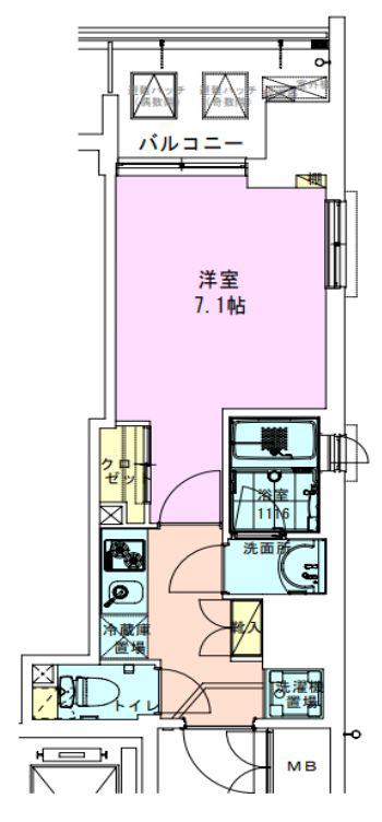 門前仲町レジデンス参番館(1K/4階)の間取り写真