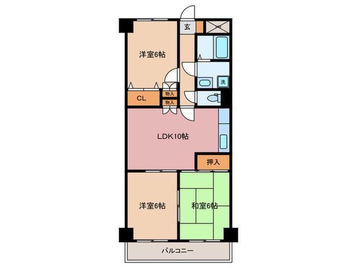 リベラル美しが丘(3LDK/2階)の間取り写真