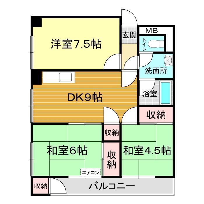 富士ビル(3DK/3階)の間取り写真