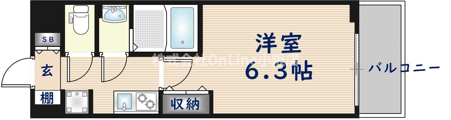 LUXE布施東II(1K/9階)の間取り写真