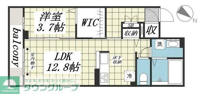 ウイングガーデンA棟(1LDK/1階)の間取り写真
