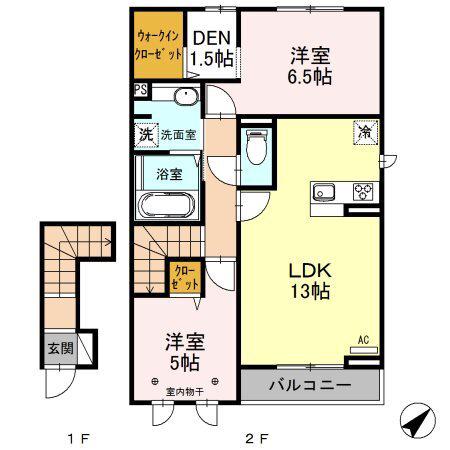 コーポ田村NO16(2LDK/2階)の間取り写真