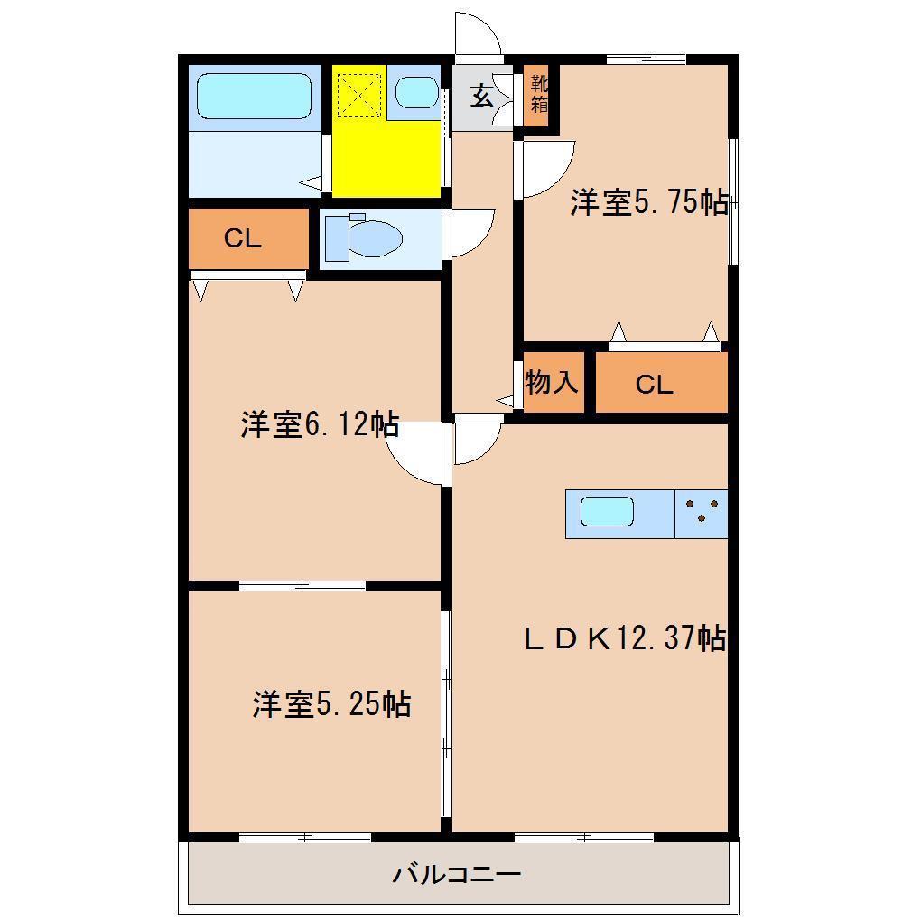 COLLINE(3LDK/3階)の間取り写真