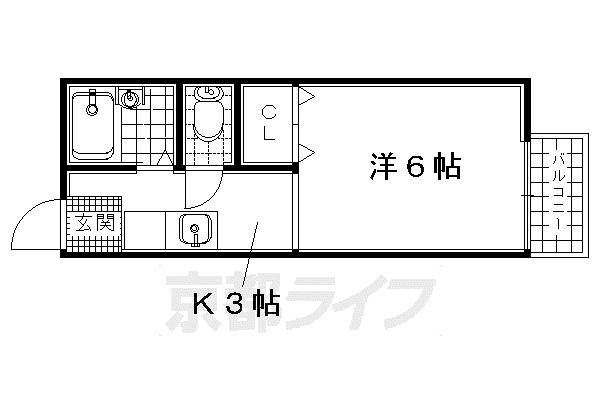 コーポゆり(1K/2階)の間取り写真