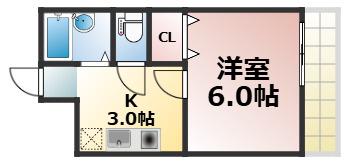 エムローズ(1K/4階)の間取り写真
