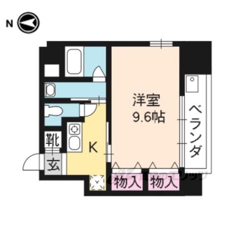 ウエストプラザ三越(1K/2階)の間取り写真