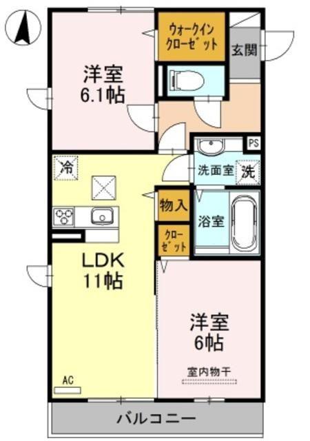 セントポーリアII(2LDK/2階)の間取り写真