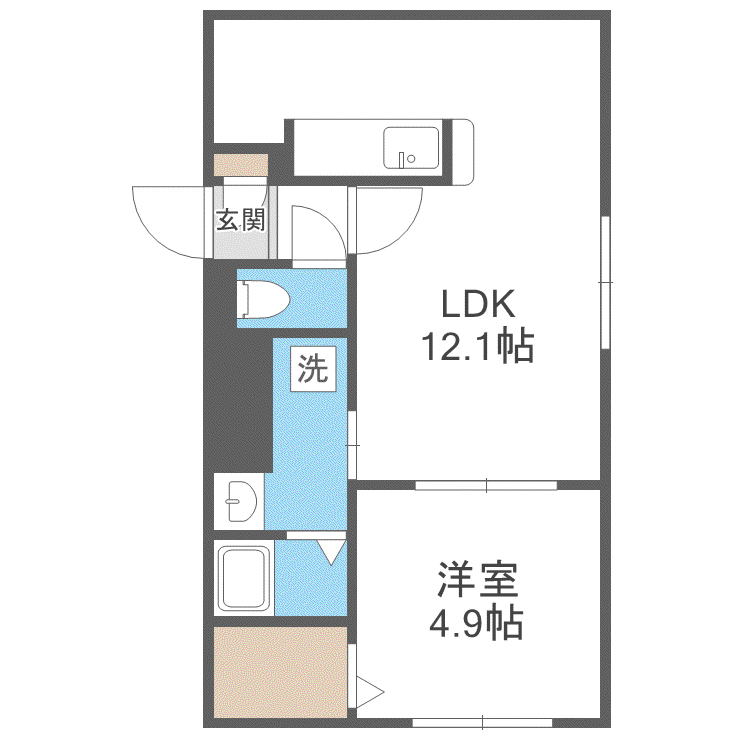 EAGLE N36(1LDK/1階)の間取り写真