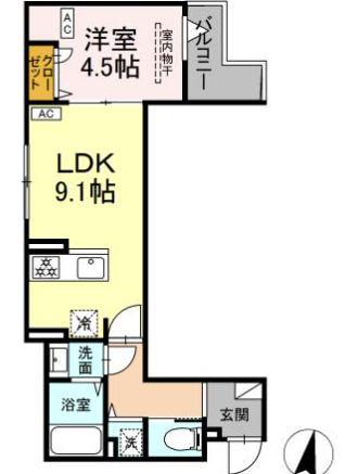 セレスティア大島(1LDK/2階)の間取り写真