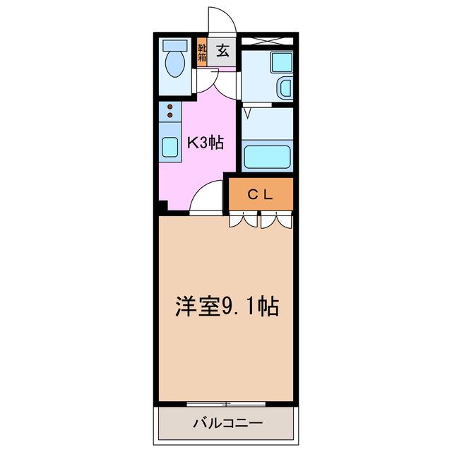 クレストール(1K/2階)の間取り写真