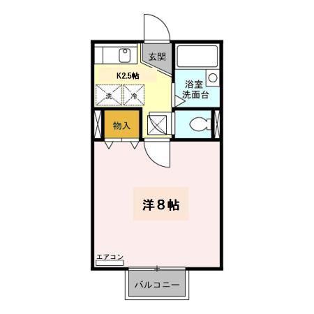 パストラル八乙女中央(1K/1階)の間取り写真