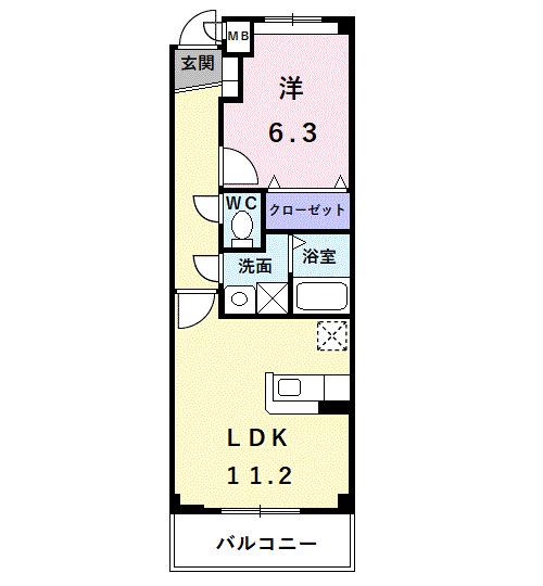 インテックスIII番館(1LDK/3階)の間取り写真
