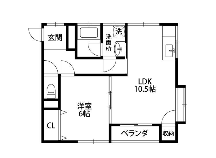 鵜ノ子ハイツ(1LDK/2階)の間取り写真