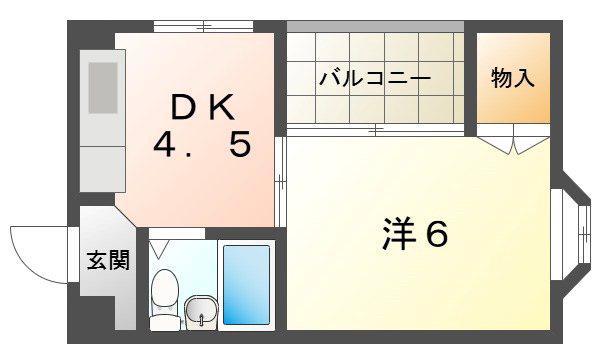 シャトー寺浦(1DK/2階)の間取り写真