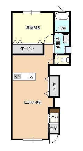 アクティブ I(1LDK/1階)の間取り写真