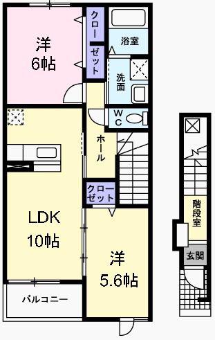 グリーンロード南平(2LDK/2階)の間取り写真