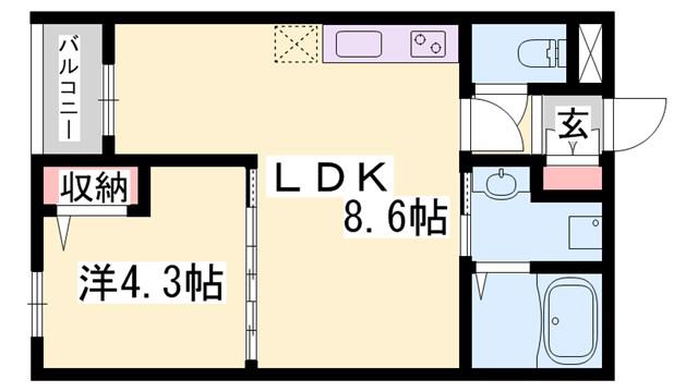 ALMO姫路駅前(1LDK/4階)の間取り写真
