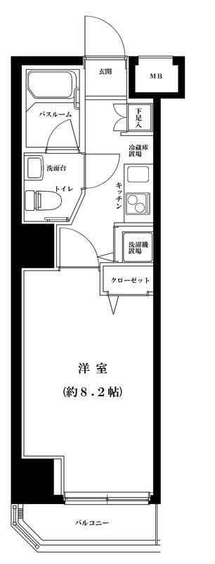 グランフォース入谷(1K/3階)の間取り写真