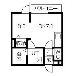 メリディアン岩沼壱番館(ワンルーム/2階)の間取り写真