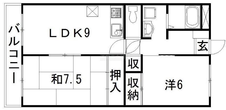 ハーモニー和合II(2LDK/1階)の間取り写真