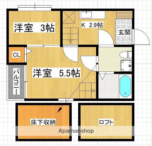 コンフォートベネフィス周船寺2(2K/1階)の間取り写真