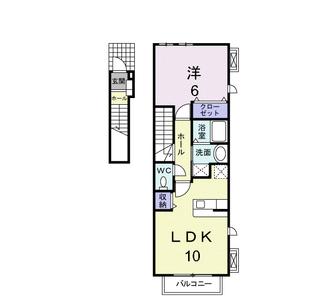 ブロッサム(1LDK/2階)の間取り写真
