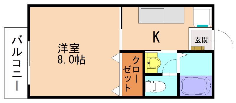 STハイツ(1K/1階)の間取り写真
