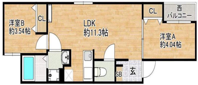 リタリッチ博多(2LDK/3階)の間取り写真