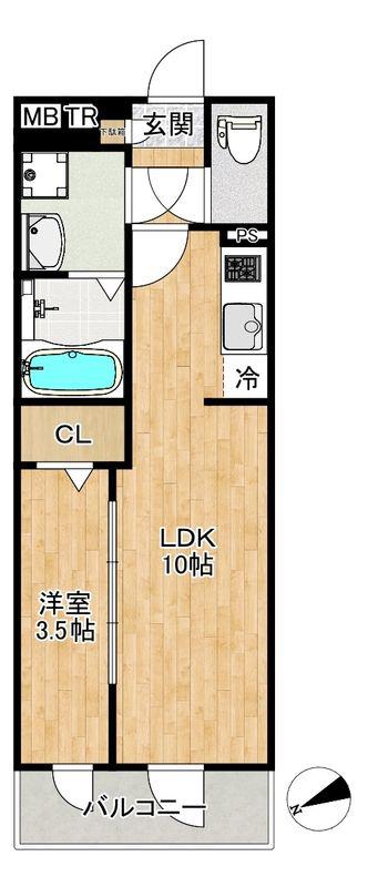 ルーチェ西船海神(1LDK/5階)の間取り写真