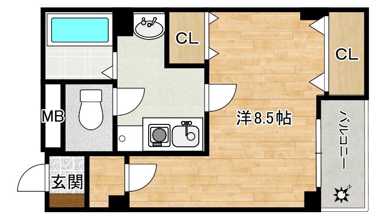 フェニックス堺(1K/4階)の間取り写真