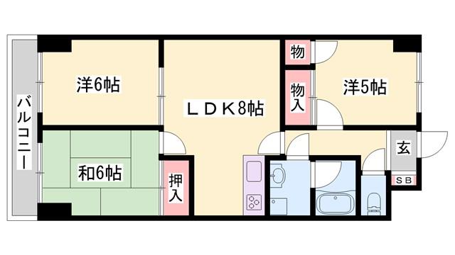 アピア安富(3LDK/3階)の間取り写真