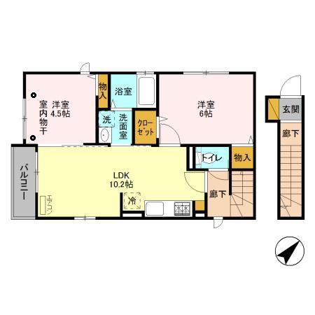 メゾンみのり(2LDK/2階)の間取り写真