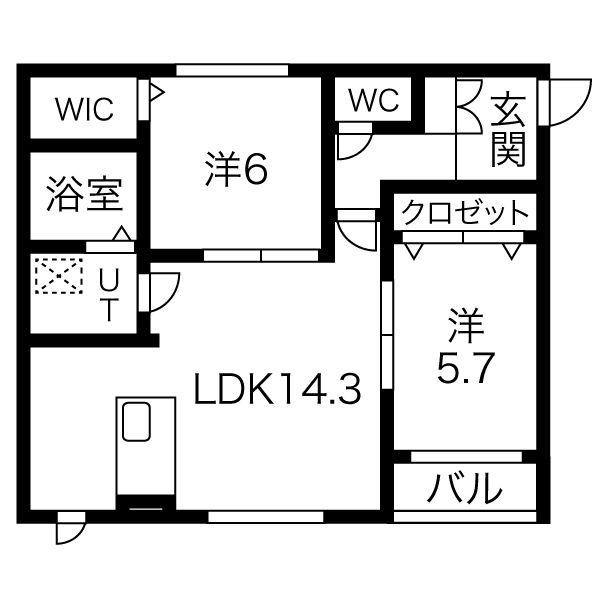 パークサイドN35(2LDK/2階)の間取り写真
