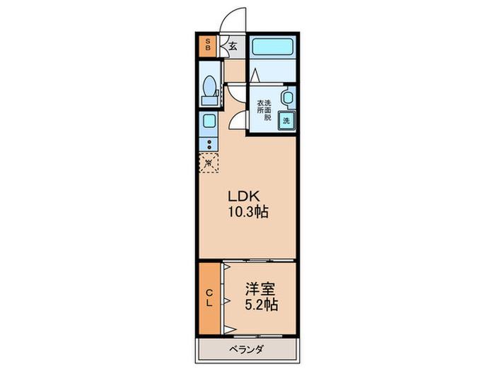 セレニティ照ヶ丘矢田B棟(1LDK/1階)の間取り写真