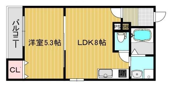 ALEGRIA平野本町II(1LDK/1階)の間取り写真