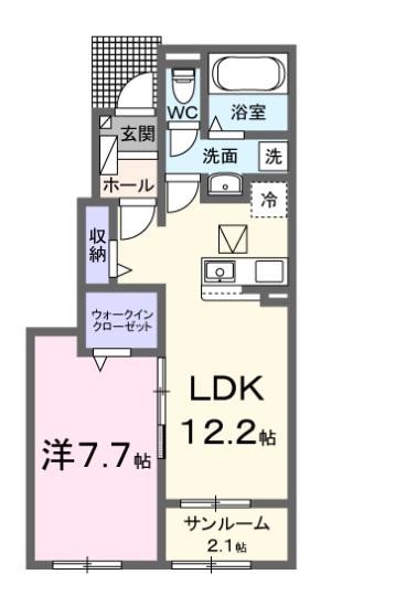 アウロ一ラ・新田B(1LDK/1階)の間取り写真