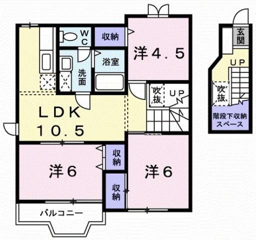 アム-ル・ハザカA(3LDK/2階)の間取り写真