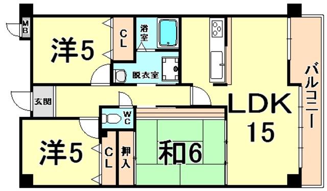 ボンシックコロニー1番館(3LDK/1階)の間取り写真
